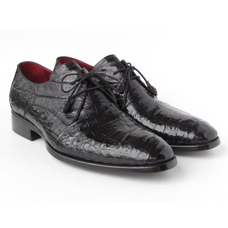 Paul Parkman Crocodile Derby Shoes Black