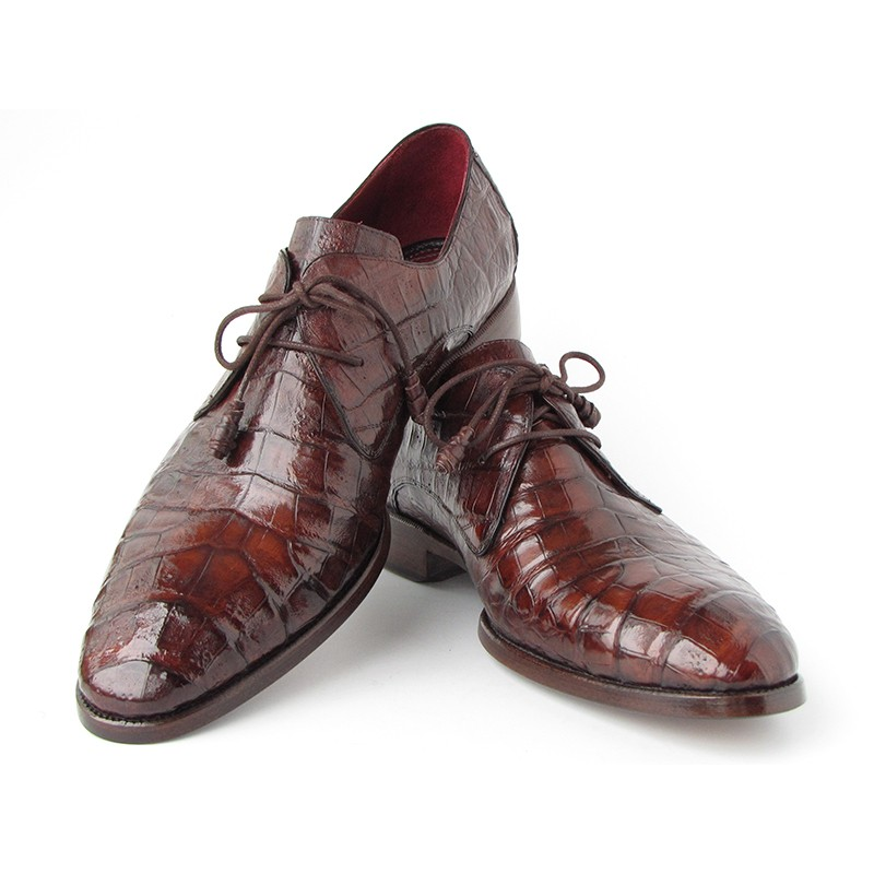 Paul Parkman Crocodile Derby Shoes Brown
