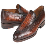 Paul Parkman Crocodile Embossed Calfskin Loafer Brown