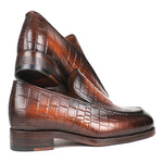Paul Parkman Crocodile Embossed Calfskin Loafer Brown