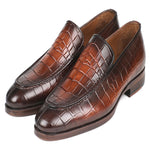 Paul Parkman Crocodile Embossed Calfskin Loafer Brown