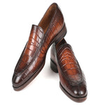Paul Parkman Crocodile Embossed Calfskin Loafer Brown