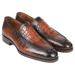 Paul Parkman Crocodile Embossed Calfskin Loafer Brown