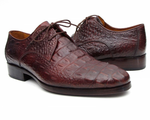 Paul Parkman Crocodile Embossed Double Monk Strap Shoes Bordeaux