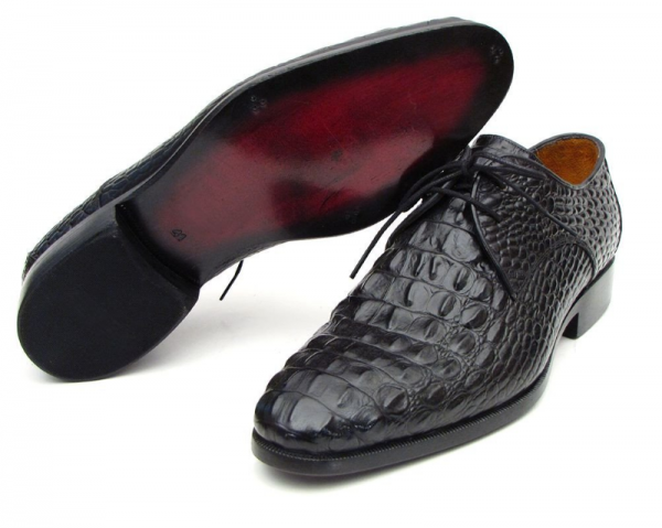 Paul Parkman Crocodile Embossed Shoes Black
