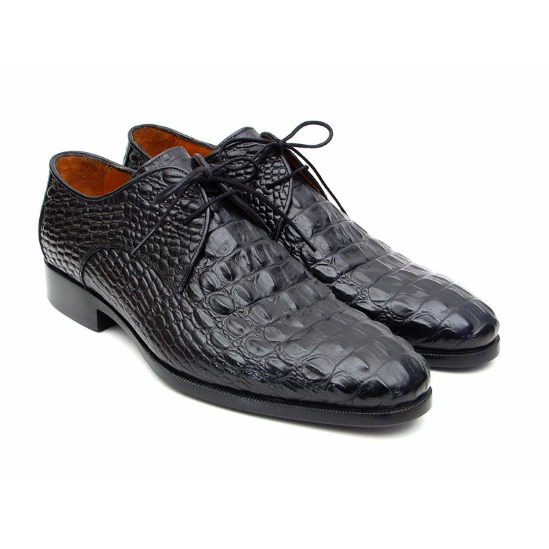 Paul Parkman Crocodile Embossed Shoes Black