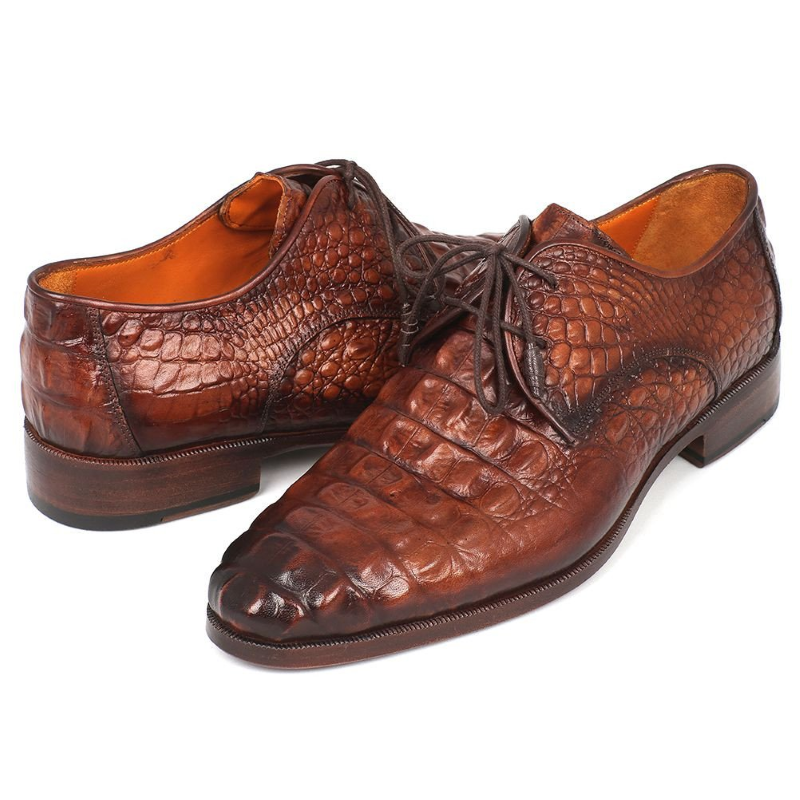 Paul Parkman Crocodile Embossed Shoes Brown