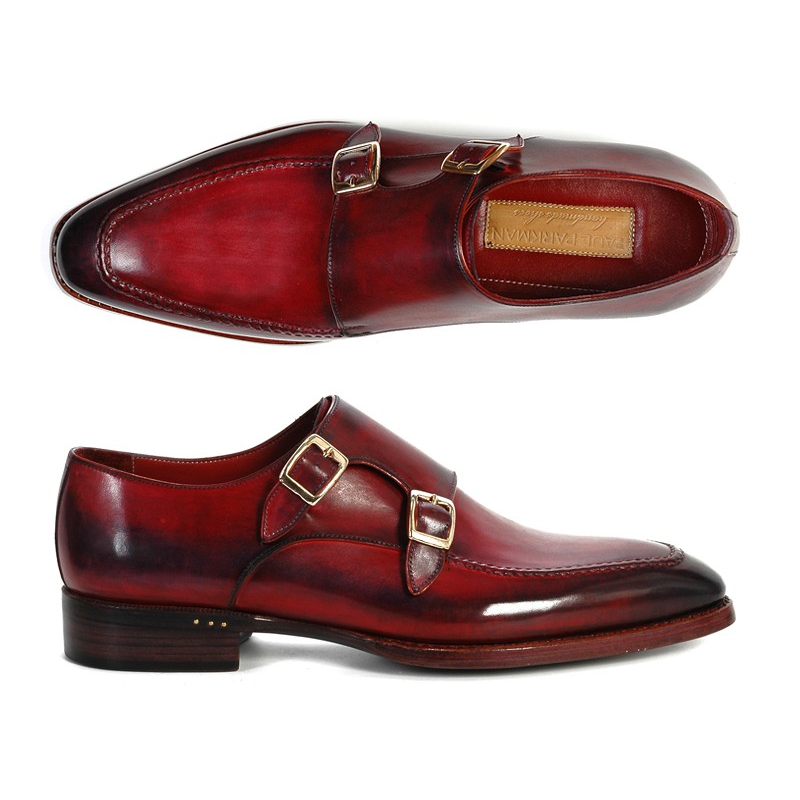 Paul Parkman Double Monk Strap Shoes Bordeaux / Black