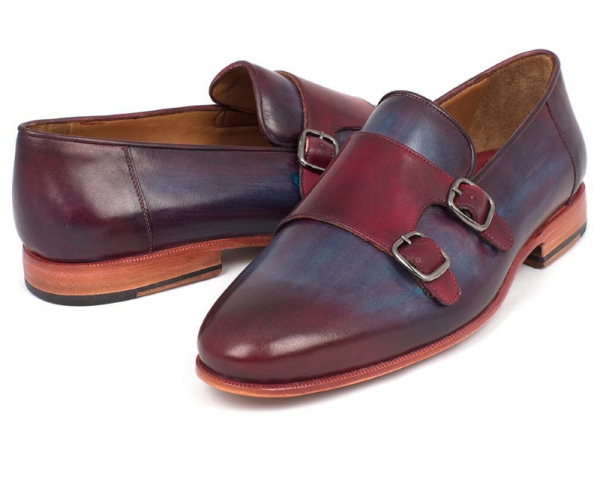 Paul Parkman Double Monk Strap Shoes Bordeaux / Navy