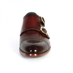Paul Parkman Calfskin Double Monk Strap Shoes Dark Brown