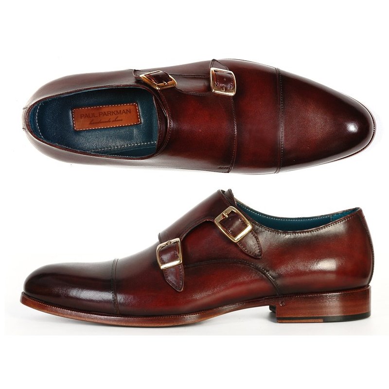 Paul Parkman Calfskin Double Monk Strap Shoes Dark Brown