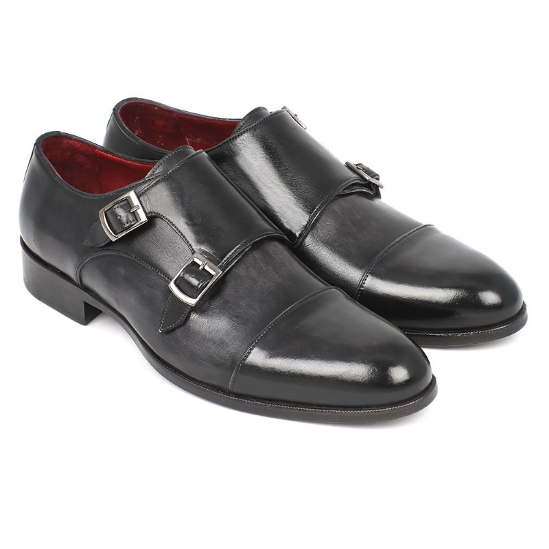 Paul Parkman Double Monk Strap Shoes Gray/Black