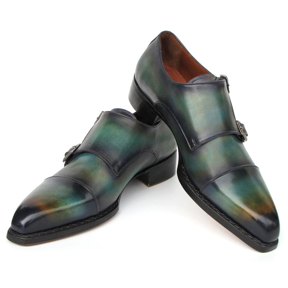 Paul Parkman Double Monkstrap Shoes Green / Blue