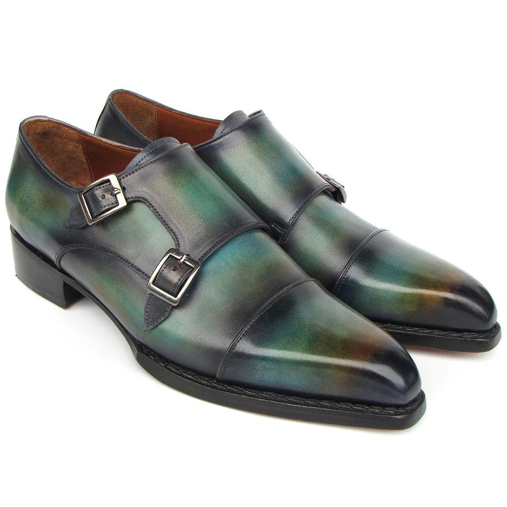 Paul Parkman Double Monkstrap Shoes Green / Blue
