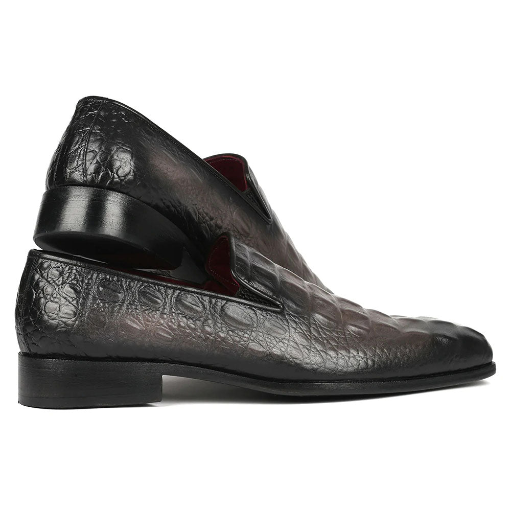 Paul Parkman Embossed Croco Calfskin Loafers Gray
