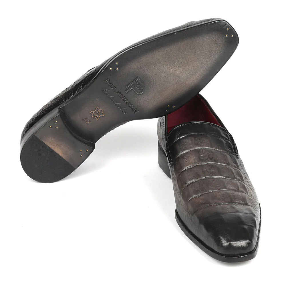 Paul Parkman Embossed Croco Calfskin Loafers Gray