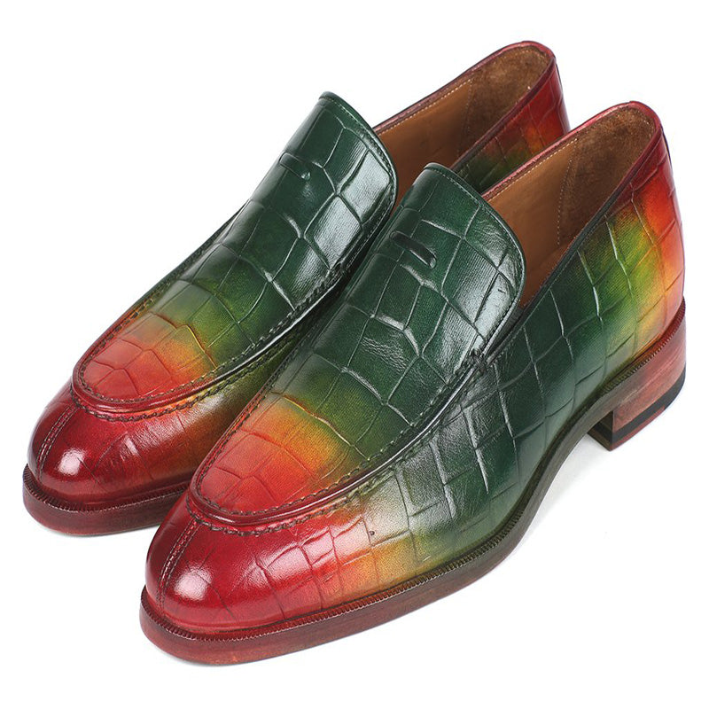 Paul Parkman Embossed Crocodile Calfskin Loafer Multicolor