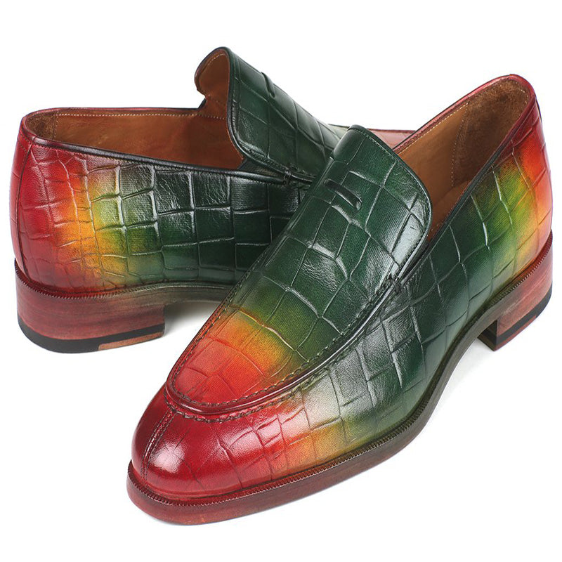 Paul Parkman Embossed Crocodile Calfskin Loafer Multicolor