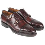 Paul Parkman Embossed Crocodile & Calfskin Monkstraps Brown