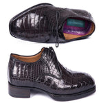 Paul Parkman Embossed Crocodile Derby Shoes for Men Black
