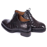 Paul Parkman Embossed Crocodile Derby Shoes for Men Black