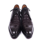 Paul Parkman Embossed Crocodile Derby Shoes for Men Black