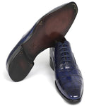 Paul Parkman Embossed Crocodile Oxfords Blue