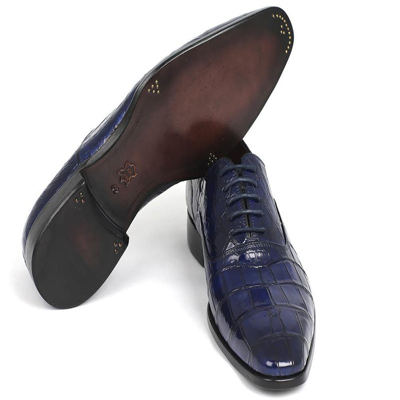 Paul Parkman Embossed Crocodile Oxfords Blue
