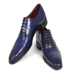 Paul Parkman Embossed Crocodile Oxfords Blue