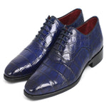 Paul Parkman Embossed Crocodile Oxfords Blue