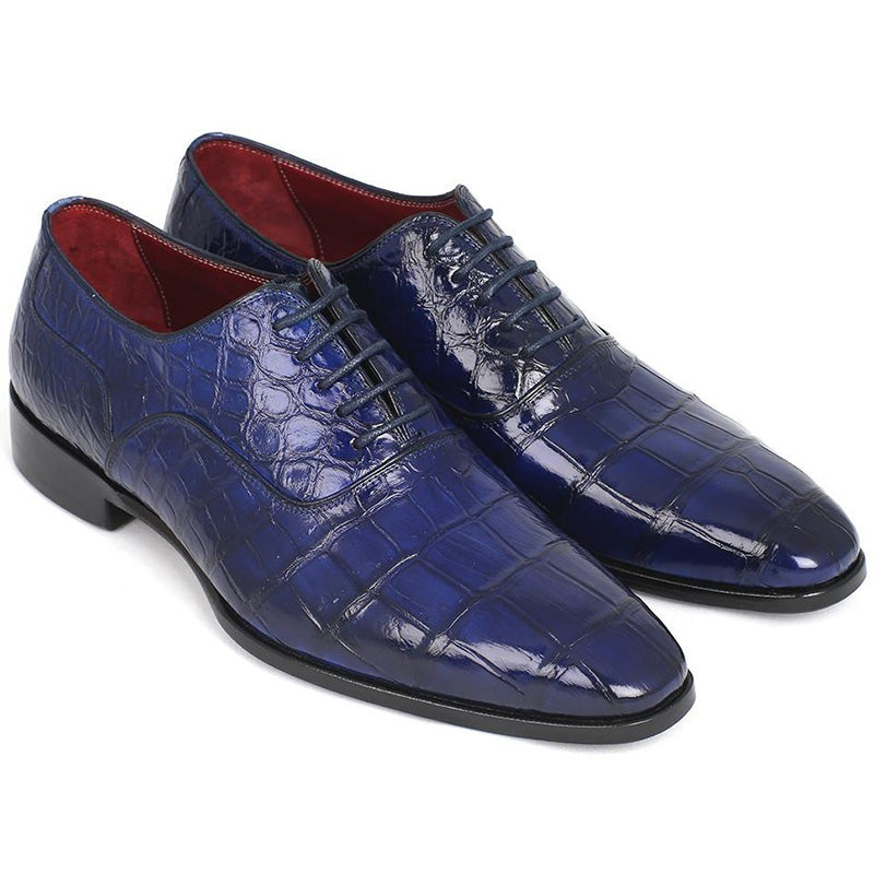 Paul Parkman Embossed Crocodile Oxfords Blue