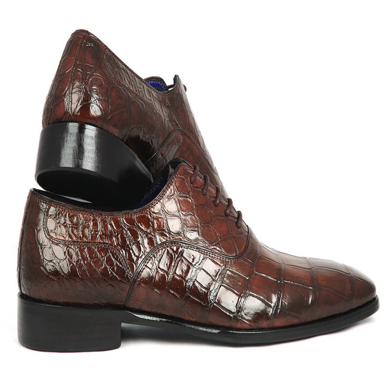 Paul Parkman Embossed Crocodile Oxfords Brown