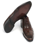 Paul Parkman Embossed Crocodile Oxfords Brown