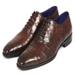 Paul Parkman Embossed Crocodile Oxfords Brown