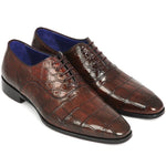 Paul Parkman Embossed Crocodile Oxfords Brown