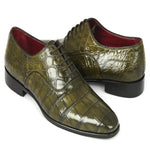 Paul Parkman Embossed Crocodile Oxfords Green
