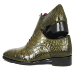 Paul Parkman Embossed Crocodile Oxfords Green