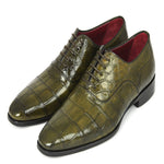 Paul Parkman Embossed Crocodile Oxfords Green
