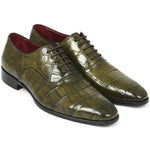 Paul Parkman Embossed Crocodile Oxfords Green