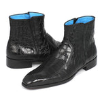 Paul Parkman Embossed Crocodile Side Zipper Boots Black