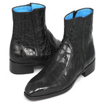 Paul Parkman Embossed Crocodile Side Zipper Boots Black