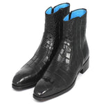 Paul Parkman Embossed Crocodile Side Zipper Boots Black