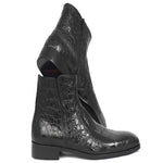 Paul Parkman Embossed Crocodile Side Zipper Boots Black