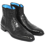 Paul Parkman Embossed Crocodile Side Zipper Boots Black