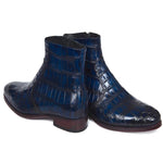 Paul Parkman Embossed Crocodile Side Zipper Boots Navy