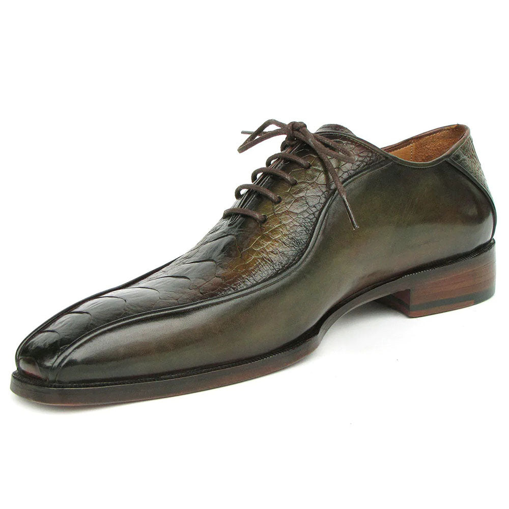 Paul Parkman Genuine Ostrich Leg Bicycle Toe Oxfords Green