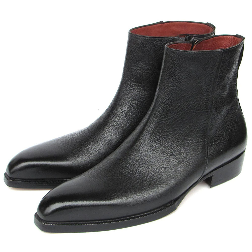 Paul Parkman Floater Leather Side Zipper Boots Black
