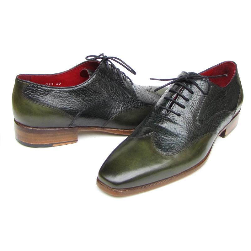 Paul Parkman Floater Leather Wingtip Oxfords Green Paul Parkman Floater Leather Wingtip Oxfords Green