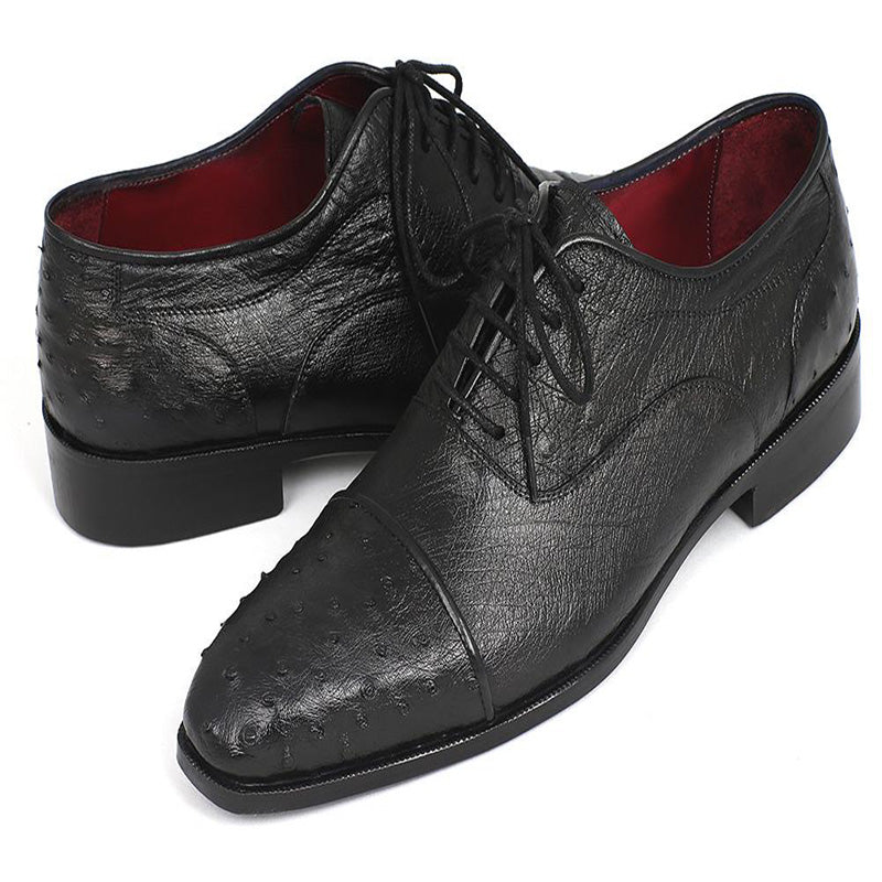 Paul Parkman Genuine Ostrich Captoe Oxfords Black