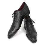 Paul Parkman Genuine Ostrich Captoe Oxfords Black